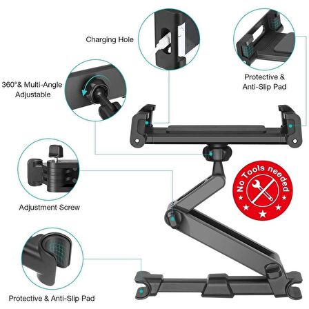 Araç Tablet Tutucu Koltuk Arkası Mesafe Ayarlı Uzayan Telefon Tablet Tutucu