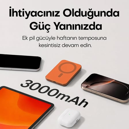 Hooma Magpulse 3 Slim 3000 mAh Powerbank Siyah (Hooma Türkiye Garantili)
