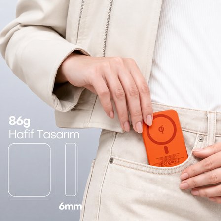 Hooma Magpulse 3 Slim 3000 mAh Powerbank Turuncu (Hooma Türkiye Garantili)