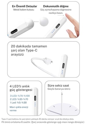 Fuchsia FSKL-P130 Premium Honor Choice Pencil Lite Alternatifi Universal Dokunmatik Tablet Kalemi