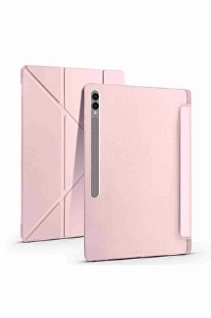 Galaxy Tab S10 Ultra Uyumlu 14.6 inç Standlı Kalem Bölmeli Tri Folding Tablet Kılıfı