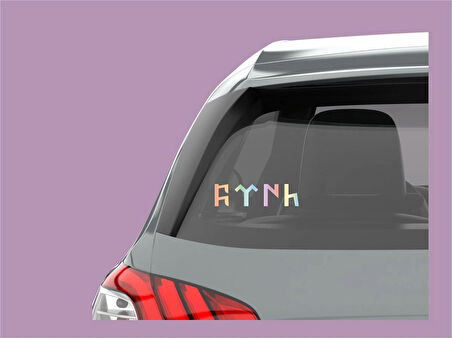 20x4 cm Hologram Renkli Göktürkçe Türk Yazı Sticker Araç Tekne Duvar Jeep Oto Sticker