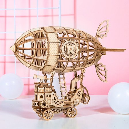 Rolife TG407 Zeplin (Airship) DIY Minyatür Maket Model Seti Ahşap 3D Wooden Puzzle 3D Model Kit Ahşap Maket Dekoratif Hobi Seti