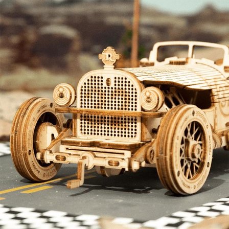 ROKR MC401 Formula1 Arabası (V8 Grand Prix Car) DIY Minyatür Maket Model Seti Ahşap 3D Wooden Puzzle 3D Model Kit Detaylı Dekoratif Hobi Seti Ahşap Maket