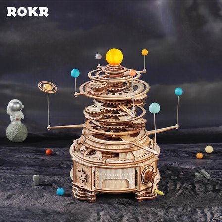ROKR ST001 Mechanical Orrery DIY Mechanical 3D Puzzle Maket Model Seti 3D Model Kit Ahşap Maket Dekoratif Hobi Seti Hareketli
