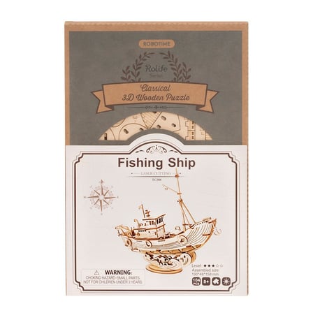Rolife TG308 Balıkçı Teknesi Fishing Ship DIY Minyatür Maket Model Ahşap 3D Wooden Puzzle Model Kit Ahşap Maket Dekoratif Hobi Seti