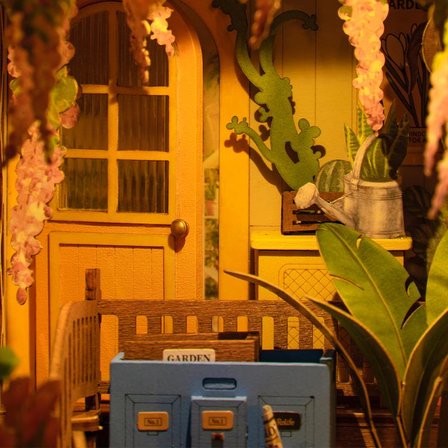 Rolife TGB06 Garden House Kitap Köşesi Book Nook DIY Minyatür Maket Model Seti Mini Dollhouse 3D Model Kit Detaylı Dekoratif Hobi Seti 3D Puzzle Tiny House