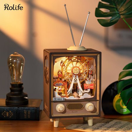Rolife AMT01 Dönme Dolaplı Müzik Kutusu (Sunset Carnival) DIY Minyatür Maket Model Seti Ahşap 3D Wooden Puzzle 3D Model Kit Detaylı Dekoratif Hobi Seti Ahşap Maket
