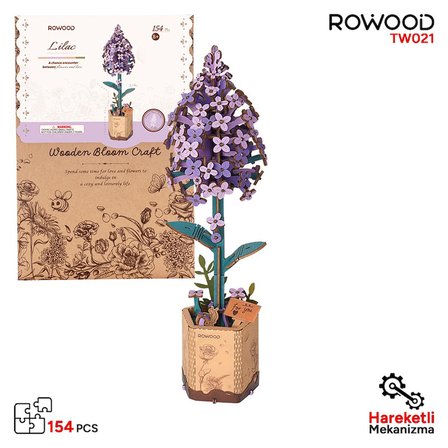 Rowood TW021 Leylak Çiçeği (Lilac) DIY Minyatür Maket Model Seti Ahşap 3D Wooden Puzzle 3D Model Kit Ahşap Maket Dekoratif Hobi Seti