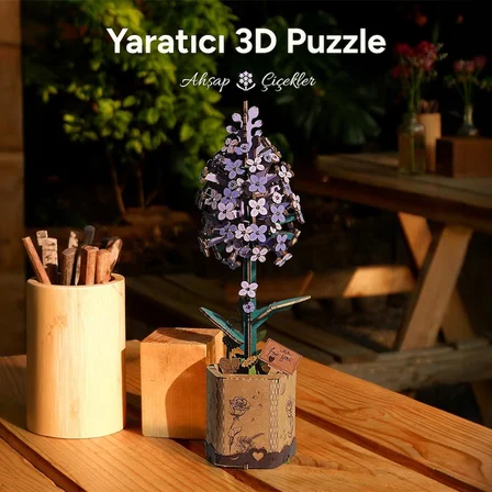Rowood TW021 Leylak Çiçeği (Lilac) DIY Minyatür Maket Model Seti Ahşap 3D Wooden Puzzle 3D Model Kit Ahşap Maket Dekoratif Hobi Seti