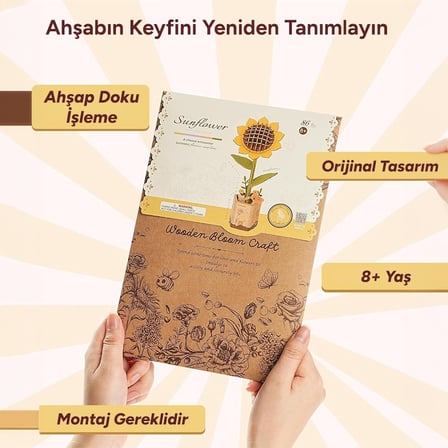 Rowood TW011 Ayçiçeği Sunflower DIY Minyatür Maket Model Seti Ahşap 3D Wooden Puzzle Model Kit Ahşap Maket Dekoratif Hobi Seti