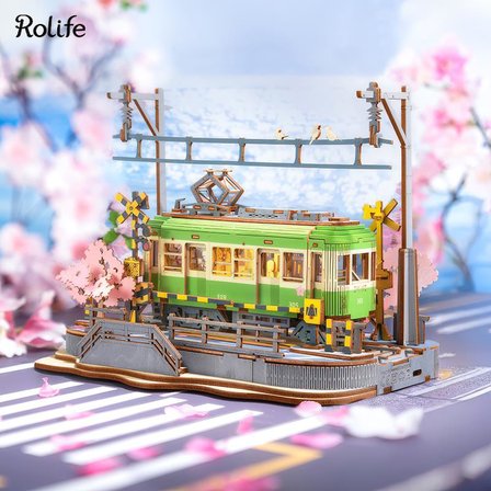 Rolife TGS02 Lokomotif Tren (Sakura Journey) DIY Minyatür Maket Model Seti Ahşap 3D Wooden Puzzle 3D Model Kit Detaylı Dekoratif Hobi Seti Ahşap Maket