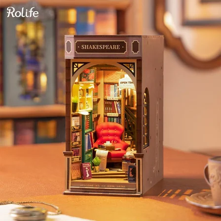 Rolife TGB07 Kitapçı (Bookstore) Kitap Köşesi Book Nook DIY Minyatür Maket Model Seti Mini Dollhouse 3D Model Kit Detaylı Dekoratif Hobi Seti 3D Puzzle Tiny House