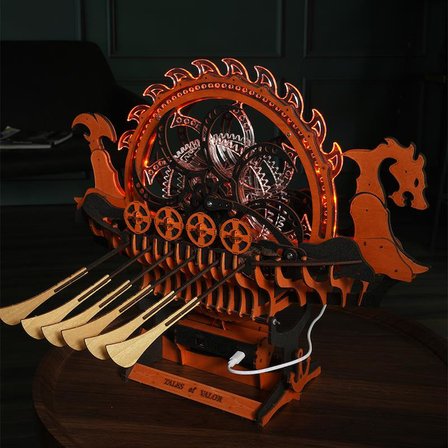 ROKR LK802 Viking Gemisi (Viking Dragon Ship) DIY Minyatür Maket Model Seti Ahşap 3D Wooden Puzzle 3D Model Kit Detaylı Dekoratif Hobi Seti Ahşap Maket