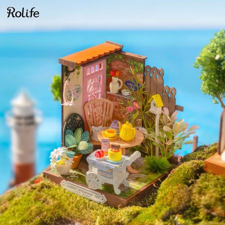 Rolife DS038 Şık Çay Bahçesi (Fancy Tea Yard) DIY Minyatür Maket Model Seti Mini Dollhouse 3D Model Kit Detaylı Dekoratif Hobi Seti 3D Puzzle Tiny House