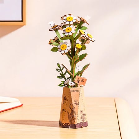 Rowood TW061 Papatya Çiçeği Chamomile DIY Minyatür Maket Model Seti Ahşap 3D Wooden Puzzle Model Kit Ahşap Maket Dekoratif Hobi Seti