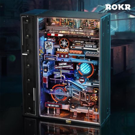 ROKR MR01S The Last City Marble Run DIY Mechanical 3D Puzzle Maket Model Seti 3D Model Kit Detaylı Dekoratif Hobi Seti Hareketli ve Işıklı
