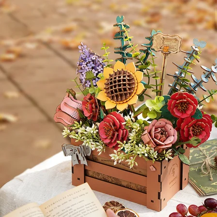 Rowood TW02H Çiçek Kutusu (Wooden Bloom Box) DIY Minyatür Maket Model Seti Ahşap 3D Wooden Puzzle 3D Model Kit Detaylı Dekoratif Hobi Seti Ahşap Maket