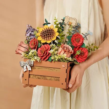 Rowood TW02H Çiçek Kutusu (Wooden Bloom Box) DIY Minyatür Maket Model Seti Ahşap 3D Wooden Puzzle 3D Model Kit Detaylı Dekoratif Hobi Seti Ahşap Maket