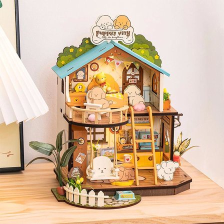 Rolife DG169 Yavru Köpeğin Sevimli Evi Puppy's Cozy Villa DIY Minyatür Maket ModelSet Mini Dollhouse 3D Model Kit Detaylı Dekoratif Hobi Seti 3D Puzzle Tiny House