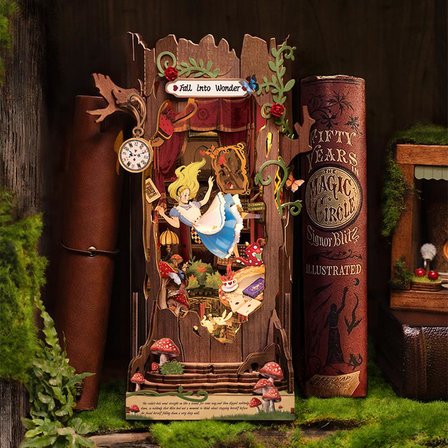 Rolife TGB12 Fall into Wonder Kitap Köşesi Book Nook DIY Minyatür Maket Model Seti Mini Dollhouse 3D Model Kit Detaylı Dekoratif Hobi Seti 3D Puzzle Tiny House