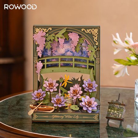 Rowood TH001 Nilüfer Çiçeği (Glittering Water Lily) DIY Minyatür Maket Model Seti Ahşap 3D Wooden Puzzle 3D Model Kit Detaylı Dekoratif Hobi Seti Ahşap Maket