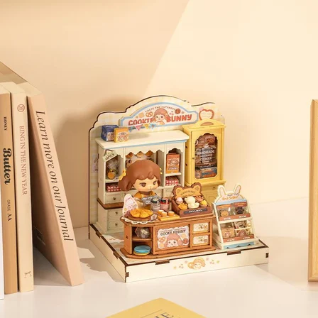 Rolife DG177 Kurabiye Dükkanı Cookii Bunny's Cookie Shop DIY Minyatür Maket Model Set Mini Dollhouse 3D Model Kit Detaylı Dekoratif Hobi Seti 3D Puzzle Tiny House
