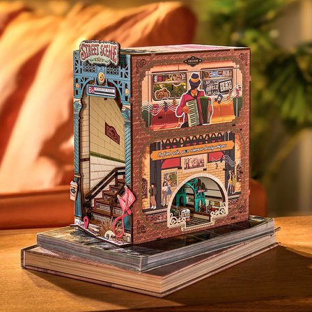 Rolife TGB13 Street Scene Kitap Köşesi Book Nook DIY Minyatür Maket Model Seti Mini Dollhouse 3D Model Kit Detaylı Dekoratif Hobi Seti 3D Puzzle Tiny House