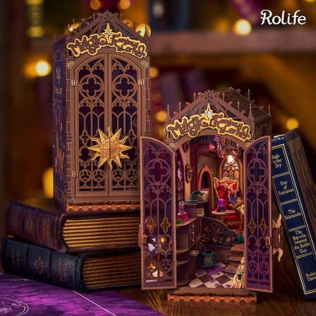 Rolife TGB14 Magic Fantasy Corner Kitap Köşesi Book Nook DIY Minyatür Maket ModelSeti Mini Dollhouse 3D Model Kit Detaylı Dekoratif Hobi Seti 3D Puzzle Tiny House