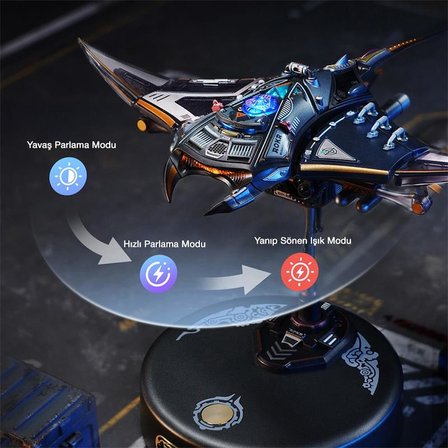 ROKR MI06 Manta Ray DIY Mechanical 3D Puzzle Maket Model Seti 3D Model Kit Detaylı Dekoratif Hobi Seti Hareketli ve Işıklı
