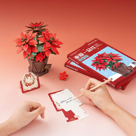 Rowood TF001 Atatürk Çiçeği Poinsettia DIY Minyatür Maket Model Set Ahşap 3D Wooden Puzzle Model Kit Ahşap Maket Dekoratif Hobi Seti