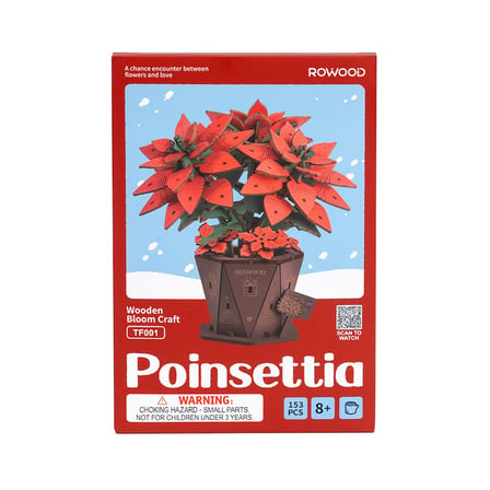 Rowood TF001 Atatürk Çiçeği Poinsettia DIY Minyatür Maket Model Set Ahşap 3D Wooden Puzzle Model Kit Ahşap Maket Dekoratif Hobi Seti