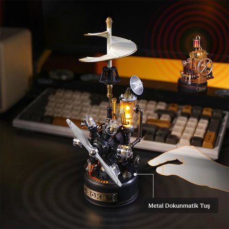 ROKR CGM02 Morse Telegraph DIY Mechanical 3D Puzzle Maket Model Seti 3D Model Kit Detaylı Dekoratif Hobi Seti Hareketli ve Işıklı