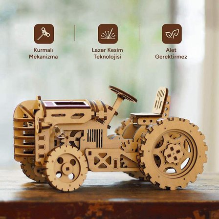 ROKR LK401 Traktör (Tractor) DIY Minyatür Maket Model Seti Ahşap 3D Wooden Puzzle 3D Model Kit Detaylı Dekoratif Hobi Seti Ahşap Maket