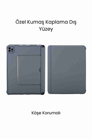 iPad Pro 11 2024 Uyumlu Katanya 360° Manyetik Standlı Ledli Touchpadli Klavyeli Tablet Kılıfı