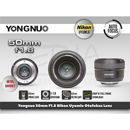 Yongnuo 50mm F1.8 Nikon Uyumlu Otofokus Prime Lens