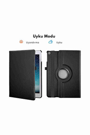 Tab M10 FHD Plus Uyumlu TB-X606F Standlı 360° Yatay Dikey Dönebilen Deri Tablet Kılıfı