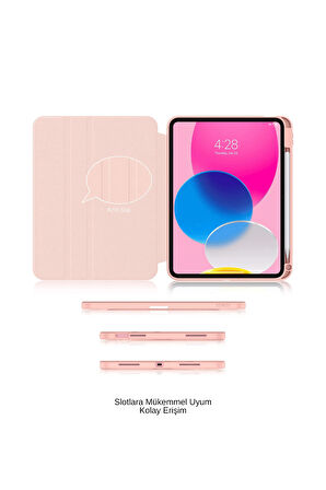 iPad 11. Nesil A16 2025 Uyumlu 360° Dönebilen Yatay Dikey Standlı Fuchsia Pino Tablet Kılıfı