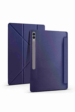 Galaxy Tab S10 Ultra Uyumlu 14.6 inç Standlı Kalem Bölmeli Tri Folding Tablet Kılıfı