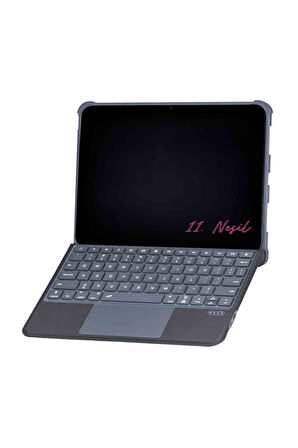 iPad 11. Nesil Uyumlu 360° Manyetik Standlı Ledli Touchpadli Katanya Klavyeli Tablet Kılıfı