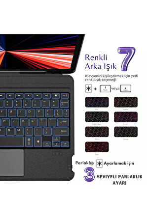 iPad 11.Nesil A16 2025 Uyumlu Fuchsia Touch Pad Bluetooth Klavyeli Standlı Mıknatıslı Tablet Kılıfı