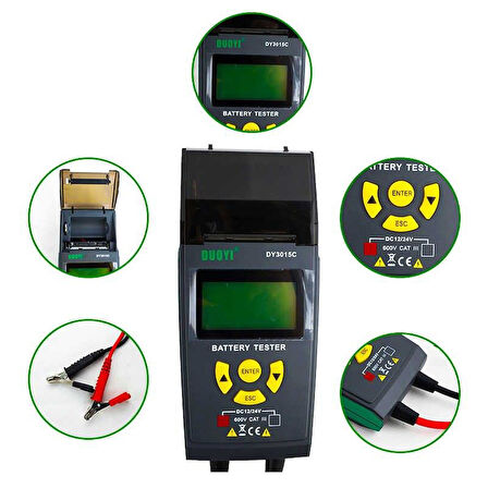 DUOYI DY3015C Yazıcılı Otomotiv Akü Test Cihazı 12V 24V