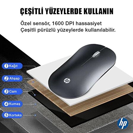 Hp DM10 2,4Ghz Bluetooth Wireless Kablosuz Sessiz Mouse Siyah