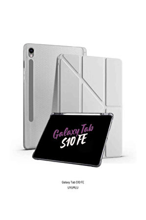 Galaxy Tab S10 FE 10.9 inç Uyumlu Kalem Bölmeli Katlanabilir Standlı Tri Folding Tablet Kılıfı