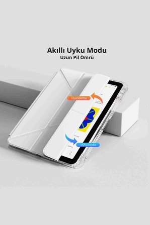 Honor Pad X9A Uyumlu 11.5" Fuchsia Trifolding Kalem Bölmeli Standlı Tablet Kılıfı