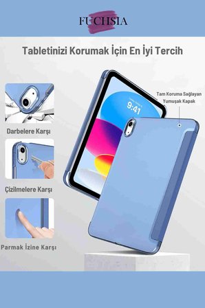 Honor Pad X9A Uyumlu 11.5" Fuchsia Trifolding Kalem Bölmeli Standlı Tablet Kılıfı