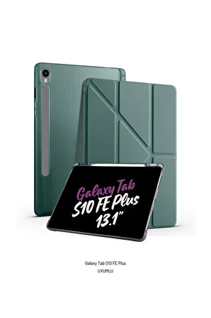 Galaxy Tab S10 FE Plus Uyumlu 13.1 inç Kalem Bölmeli Standlı Tri Folding Tablet Kılıfı