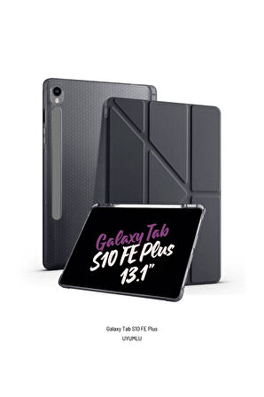 Galaxy Tab S10 FE Plus Uyumlu 13.1 inç Kalem Bölmeli Standlı Tri Folding Tablet Kılıfı