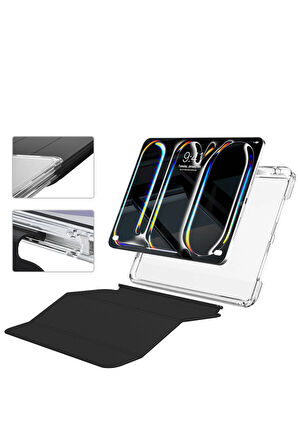 iPad Pro 13 2024 Uyumlu Airbagli Manyetik Ayrılabilen Fuchsia Sliding Tablet Kılıfı