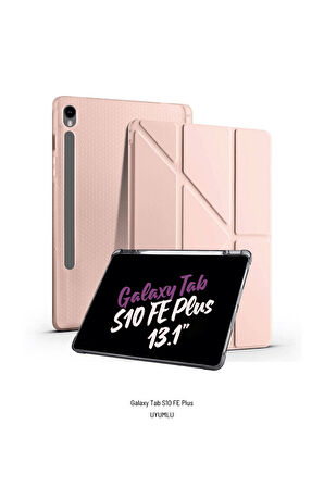 Galaxy Tab S10 FE Plus Uyumlu 13.1 inç Kalem Bölmeli Standlı Tri Folding Tablet Kılıfı